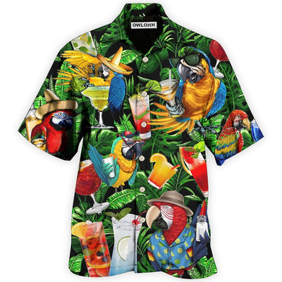 Hawaiian Shirt / Adults / S Parrot Drinking Cocktail Style - Hawaiian shirt - Owls Matrix LTD