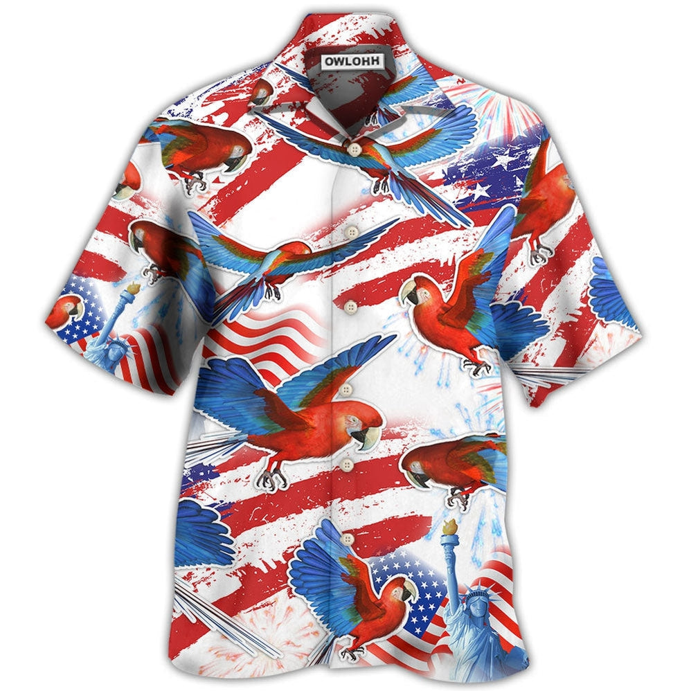 Hawaiian Shirt / Adults / S Parrot US Flag Independence Day - Hawaiian Shirt - Owls Matrix LTD