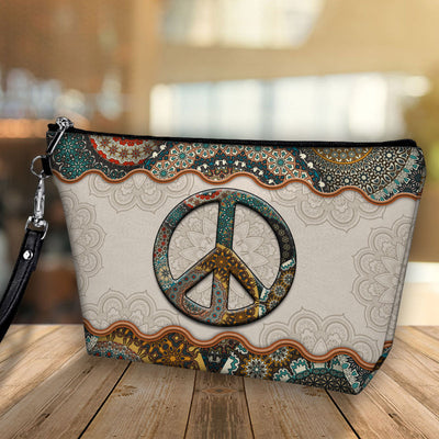 Hippie Peace Mandala Colorful Pattern - Cosmetic Bag - Owls Matrix LTD