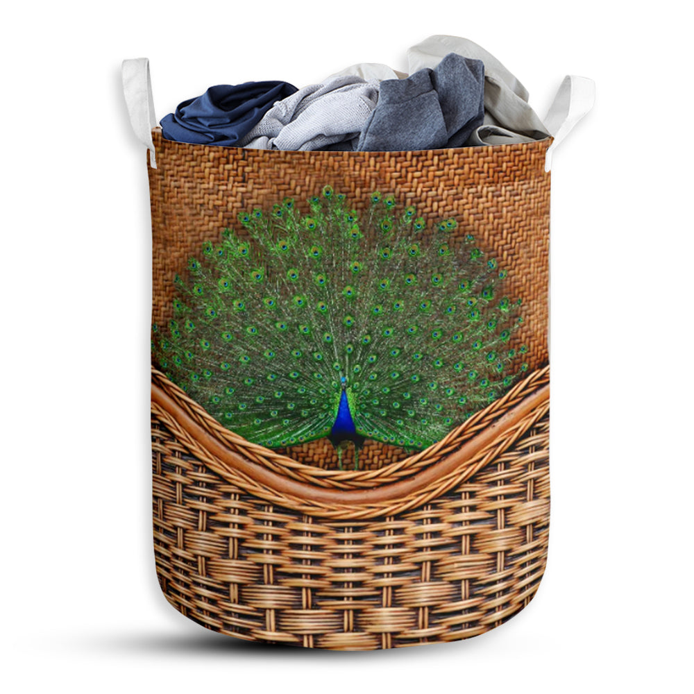 Peacock Rattan Teaxture - Laundry Basket - Owls Matrix LTD