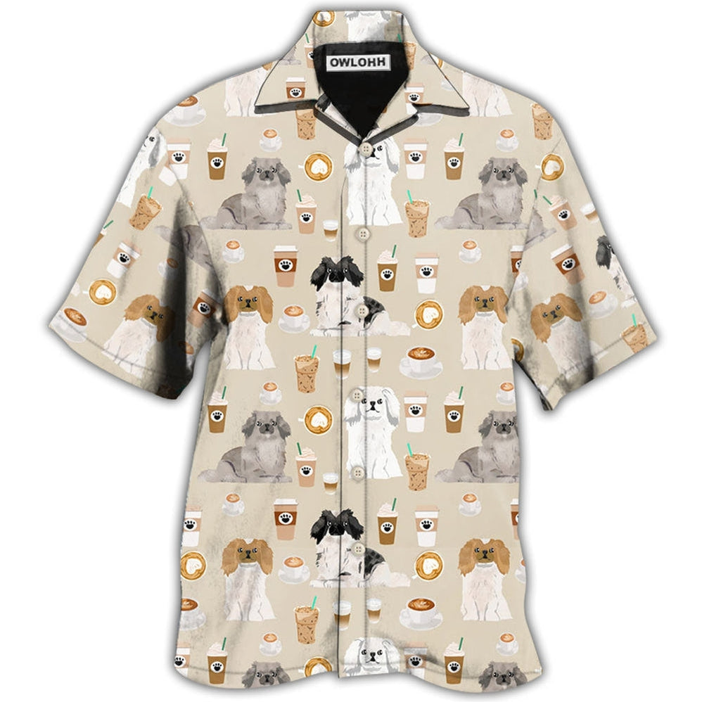 Hawaiian Shirt / Adults / S Pekingese Dog And Coffee Basic - Hawaiian Shirt - Owls Matrix LTD