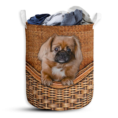 Dog Pekingese Rattan Teaxture - Laundry Basket - Owls Matrix LTD