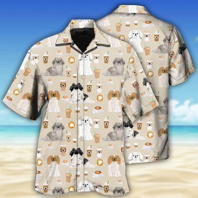 Pekingese Dog And Coffee Basic - Hawaiian Shirt - Owls Matrix LTD