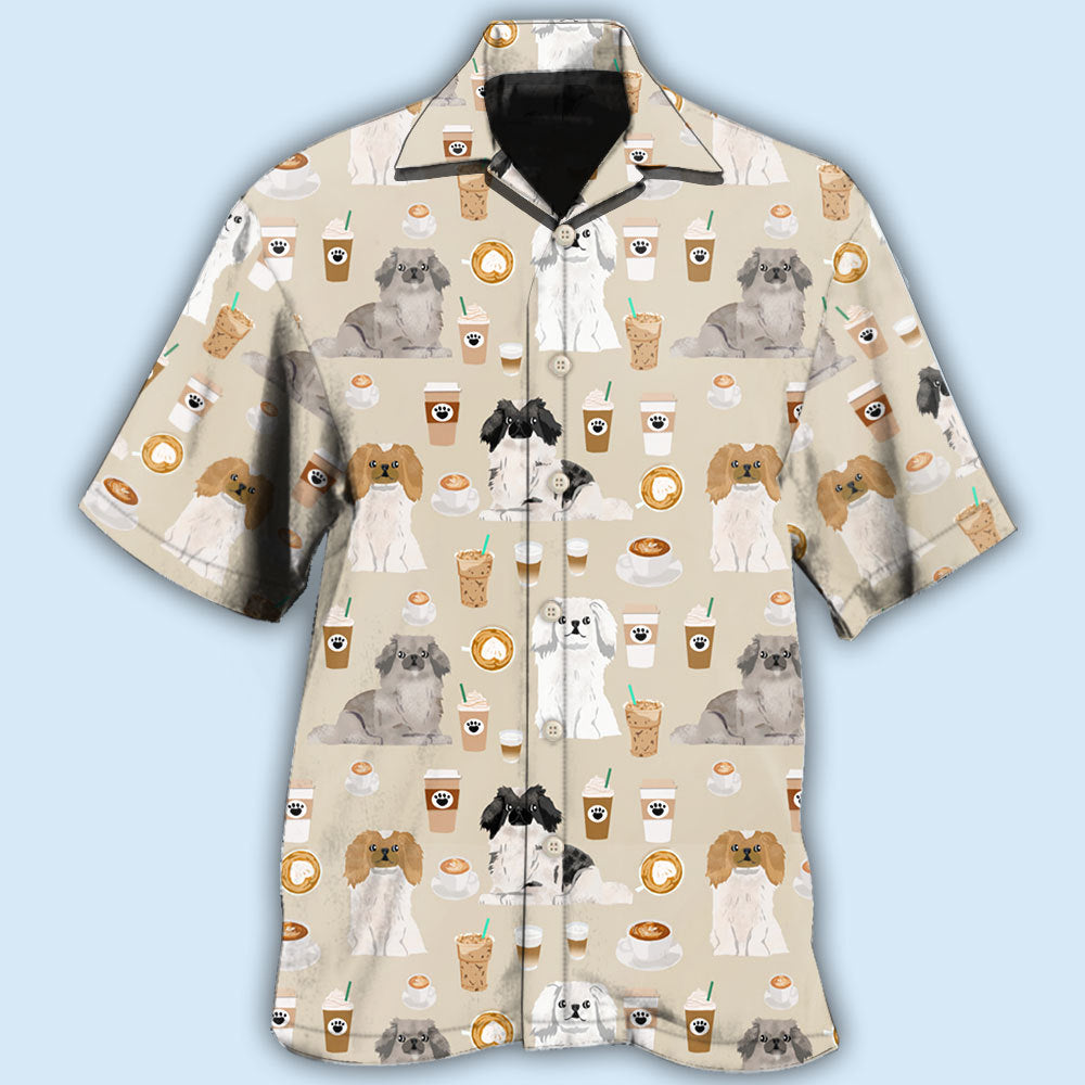 Pekingese Dog And Coffee Basic - Hawaiian Shirt - Owls Matrix LTD