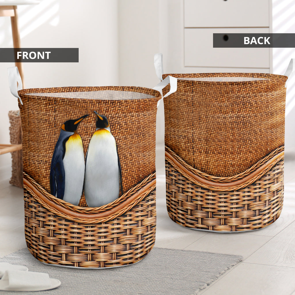 Penguin Rattan Teaxture - Laundry Basket - Owls Matrix LTD