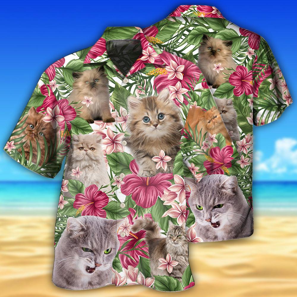 Cat Tropical Floral Persisan Cat - Hawaiian Shirt - Owls Matrix LTD