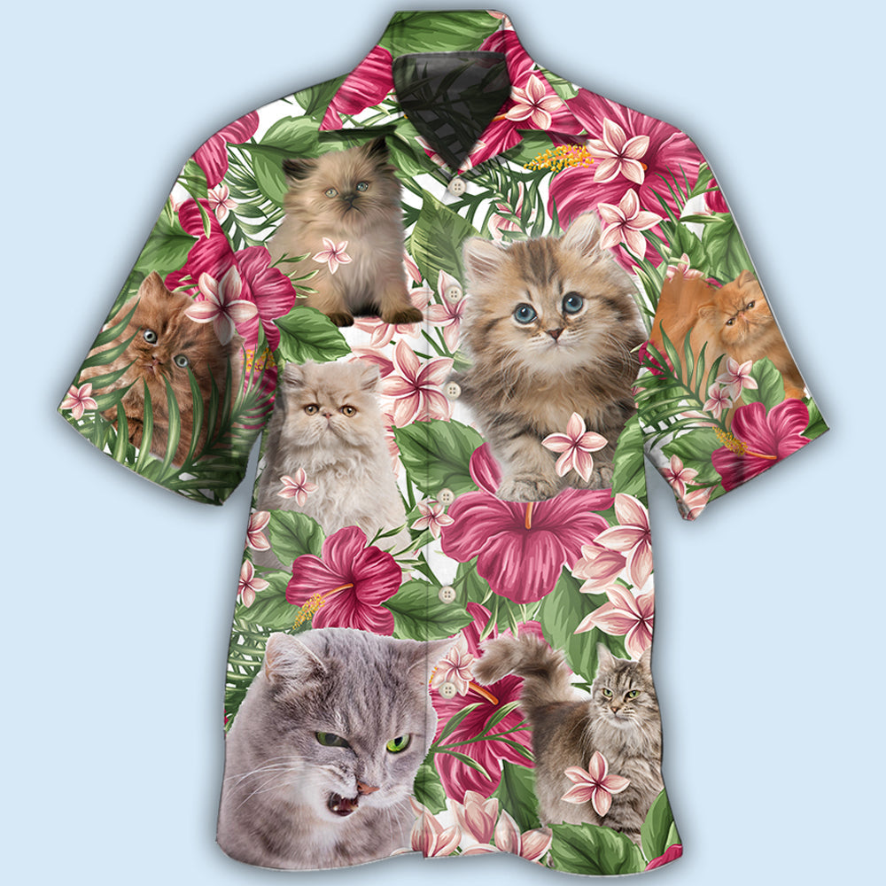 Cat Tropical Floral Persisan Cat - Hawaiian Shirt - Owls Matrix LTD