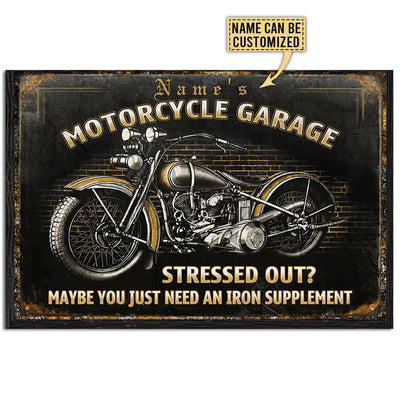 12x18 Inch Motorcycle Garage Special Classic Personalized - Horizontal Poster - Owls Matrix LTD