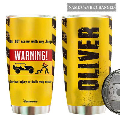 20OZ Jeep Warning Yellow Personalized - Tumbler - Owls Matrix LTD
