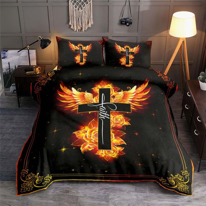 Jesus Phoenix Rose Faith - Bedding Cover - Owls Matrix LTD