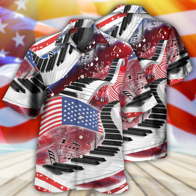 Piano Music Lover USA Flag Independence Day - Hawaiian Shirt - Owls Matrix LTD