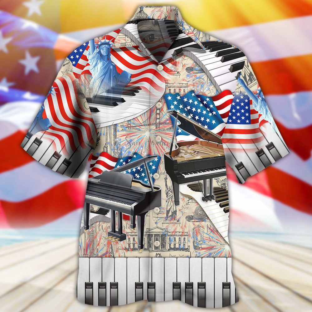 Piano Music Independence Day - Hawaiian Shirt - Owls Matrix LTD