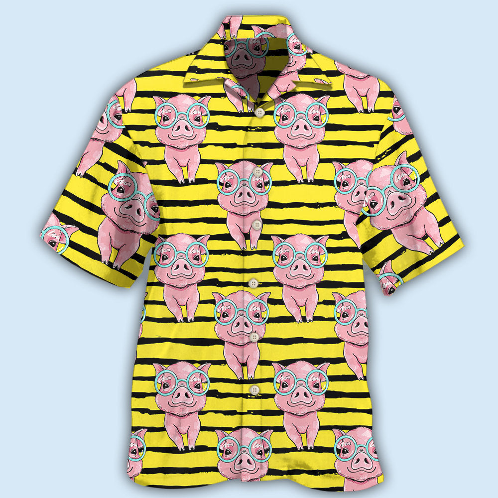 Pig Cartoon - Hawaiian Shirt - Owls Matrix LTD