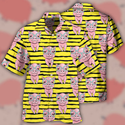 Pig Cartoon - Hawaiian Shirt - Owls Matrix LTD