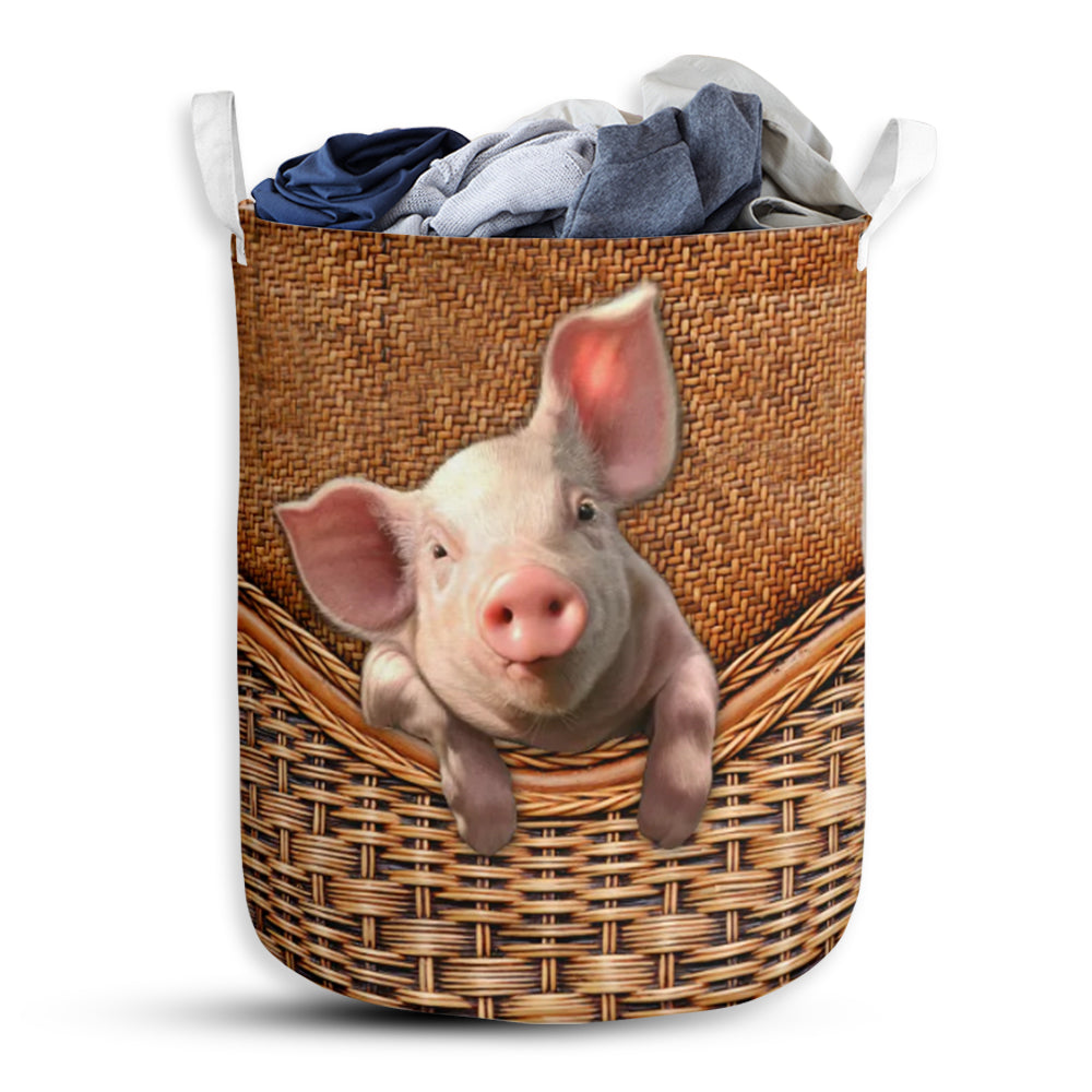 Pig Rattan Teaxture - Laundry Basket - Owls Matrix LTD