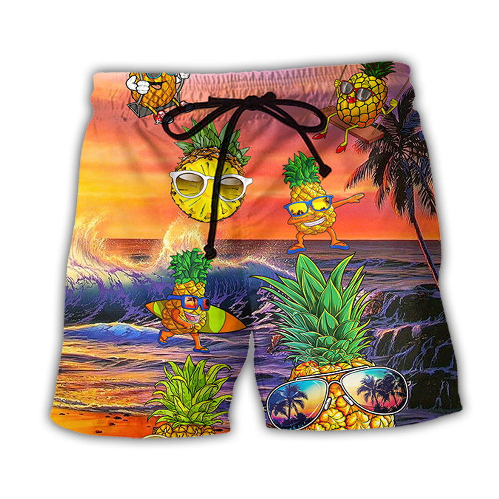 Beach Short / Adults / S Fruit Pineapple Funny Summer - Beach Short - Owls Matrix LTD