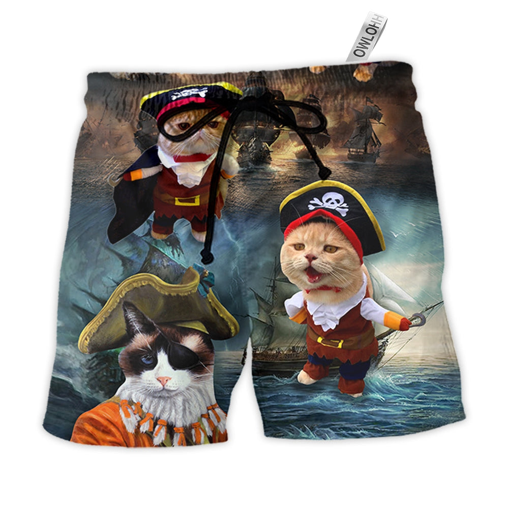 Beach Short / Adults / S Cat Pirate Cool Style - Beach Short - Owls Matrix LTD