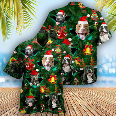 Pitbull Dog Merry Pit-Mas - Hawaiian Shirt - Owls Matrix LTD