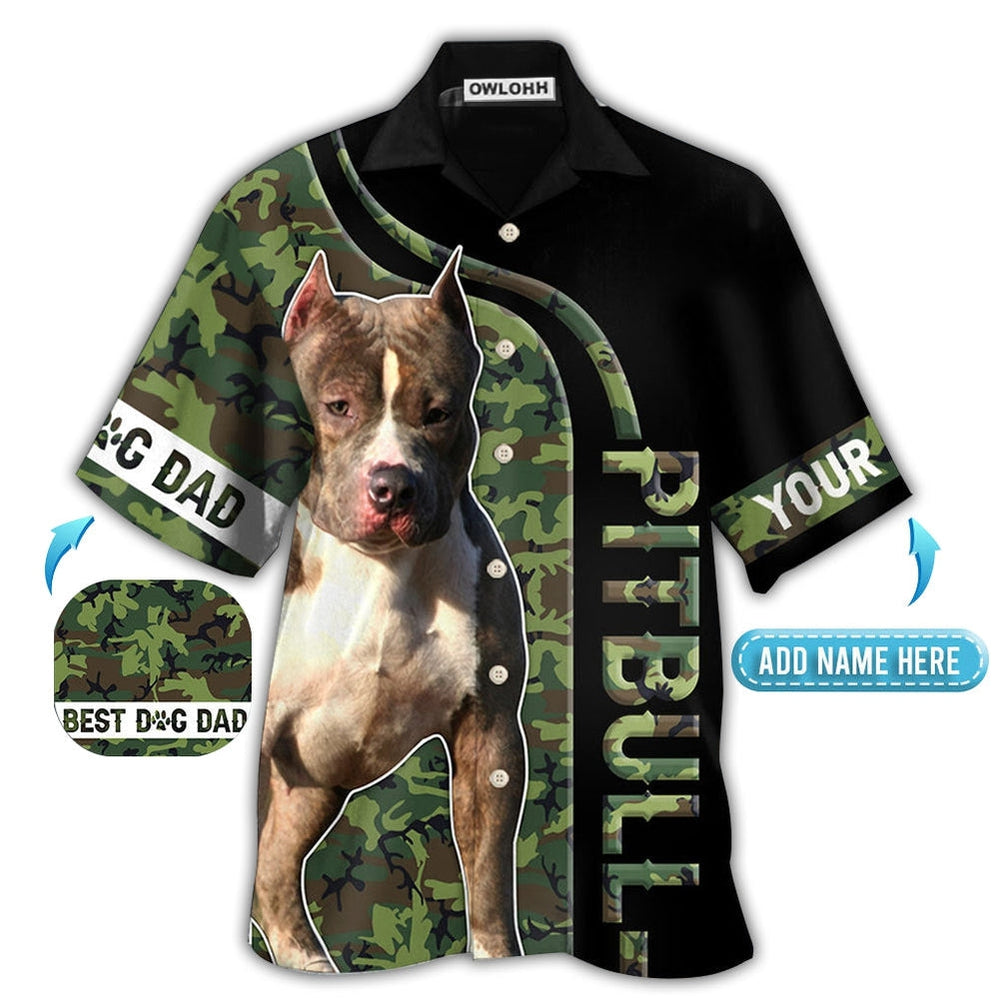 Hawaiian Shirt / Adults / S Pitbull Camo Best Dog Dad Personalized - Hawaiian Shirt - Owls Matrix LTD