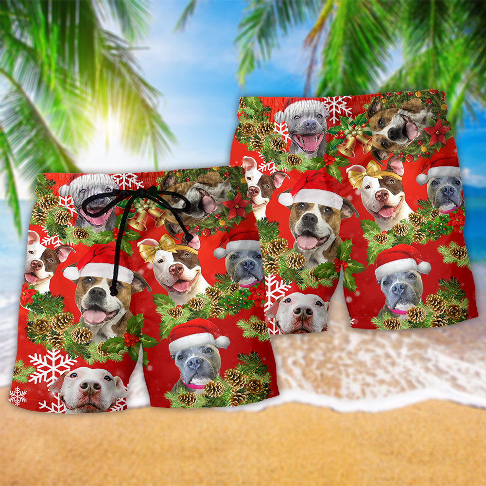 Pitbull Dogs Christmas Pitbulls Are Family - Beach Short - Owls Matrix LTD