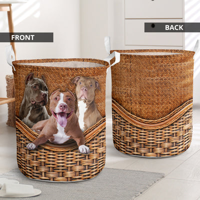 Dog Pitbull Love You - Laundry Basket - Owls Matrix LTD