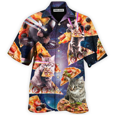 Hawaiian Shirt / Adults / S Cat Into The Galaxy Pizza Sky - Hawaiian Shirt - Owls Matrix LTD