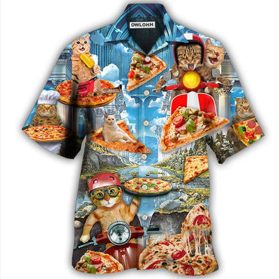 Hawaiian Shirt / Adults / S Cat Pizza Cat Funny Style - Hawaiian Shirt - Owls Matrix LTD