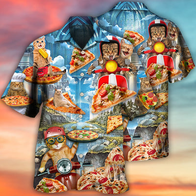 Cat Pizza Cat Funny Style - Hawaiian Shirt - Owls Matrix LTD