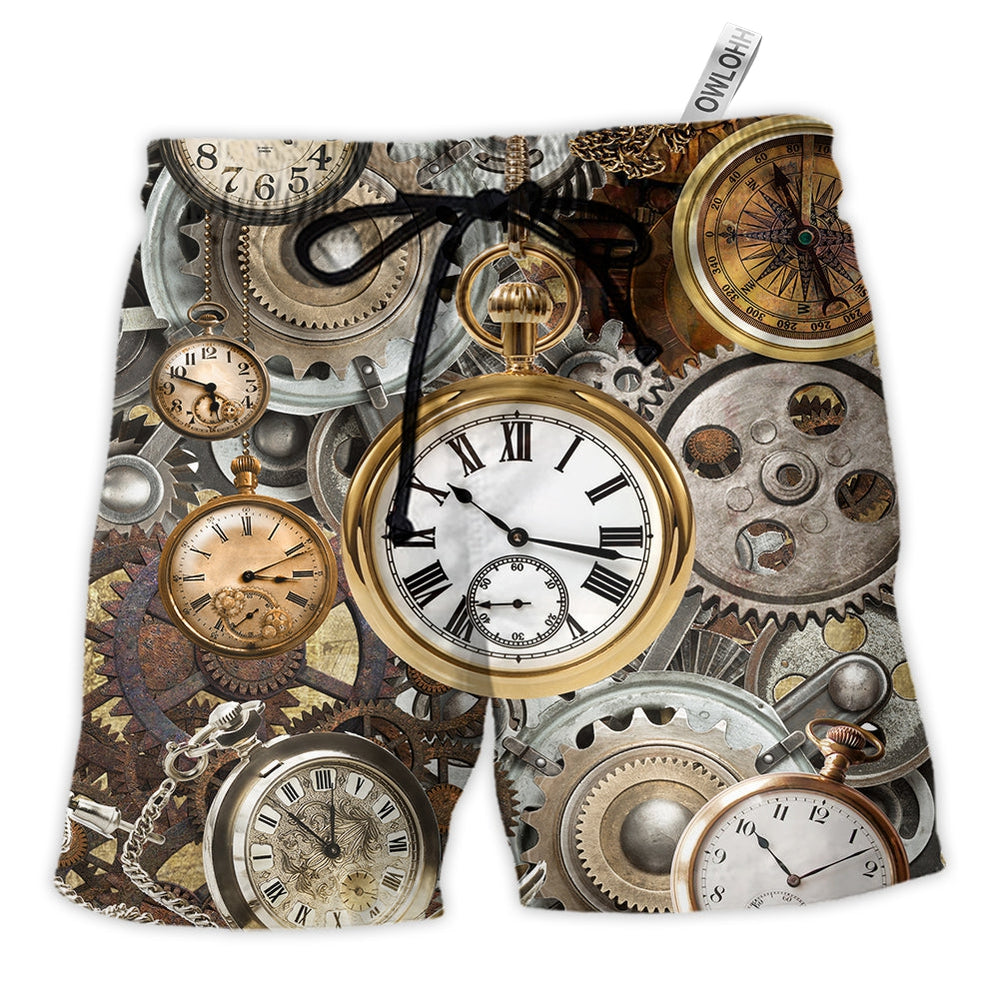 Beach Short / Adults / S Pocket Watch Vintage Style - Beach Short - Owls Matrix LTD
