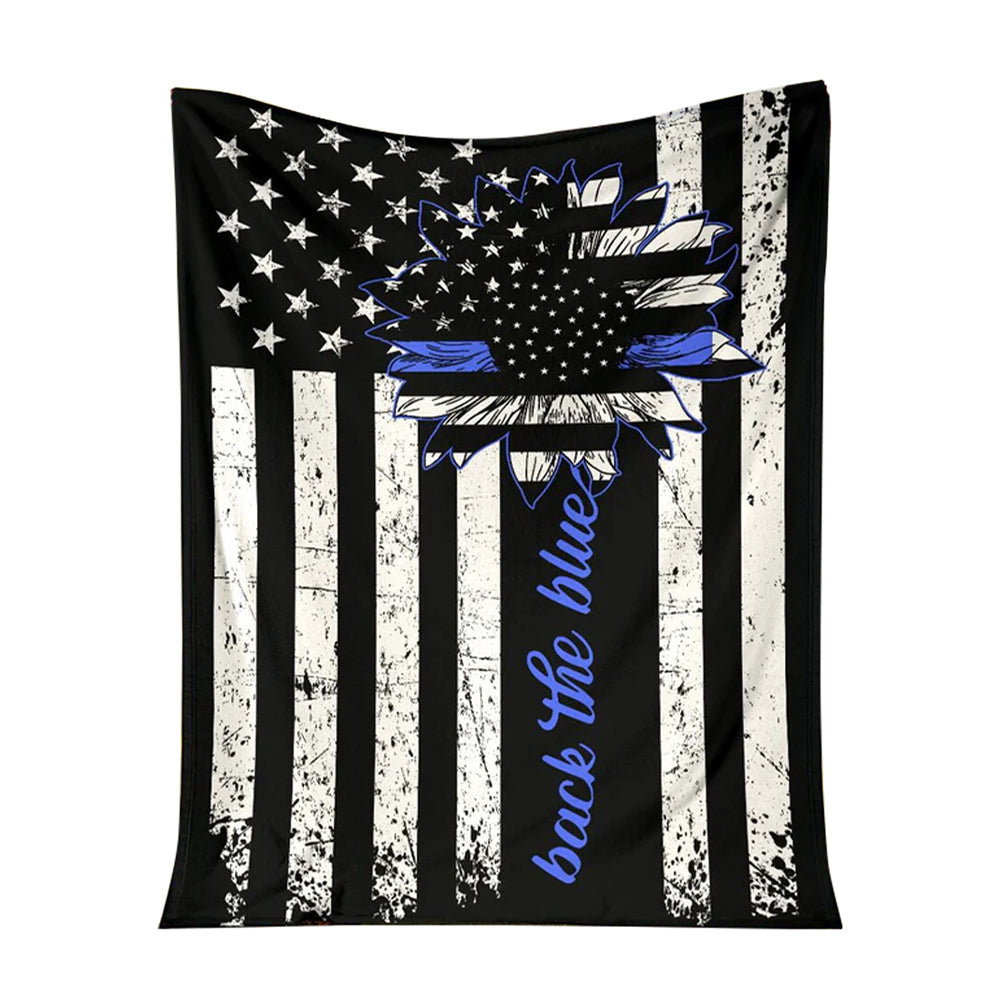 50" x 60" Police Officer Back The Blue - Flannel Blanket - Owls Matrix LTD