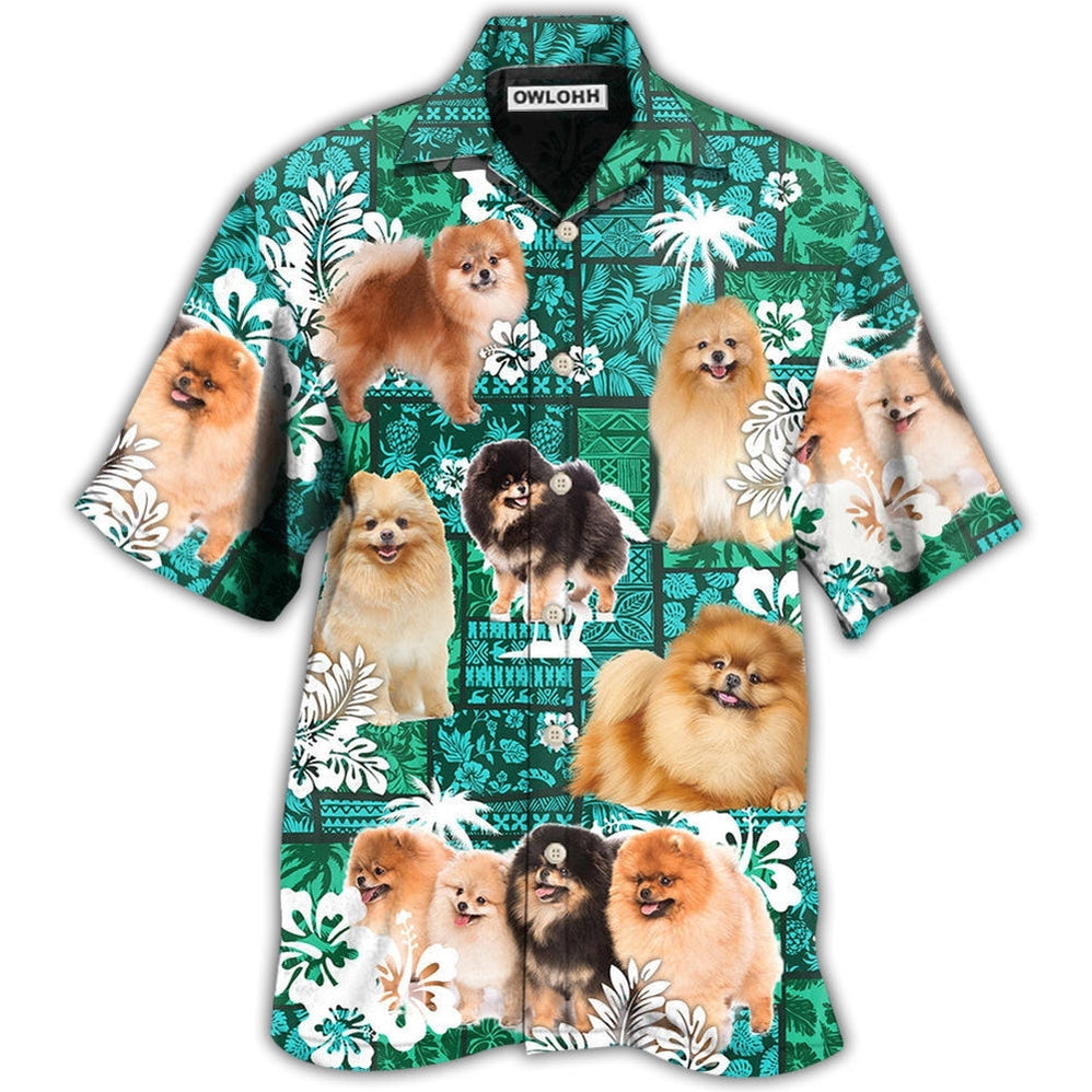 Hawaiian Shirt / Adults / S Pomeranian Green Tropical Dog Lover - Hawaiian Shirt - Owls Matrix LTD