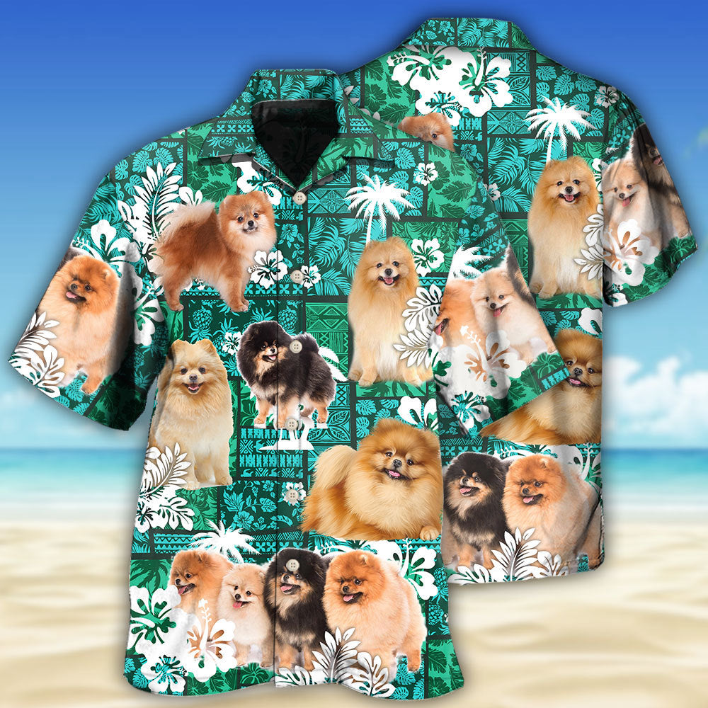 Pomeranian Green Tropical Dog Lover - Hawaiian Shirt - Owls Matrix LTD