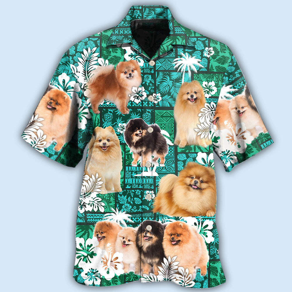 Pomeranian Green Tropical Dog Lover - Hawaiian Shirt - Owls Matrix LTD