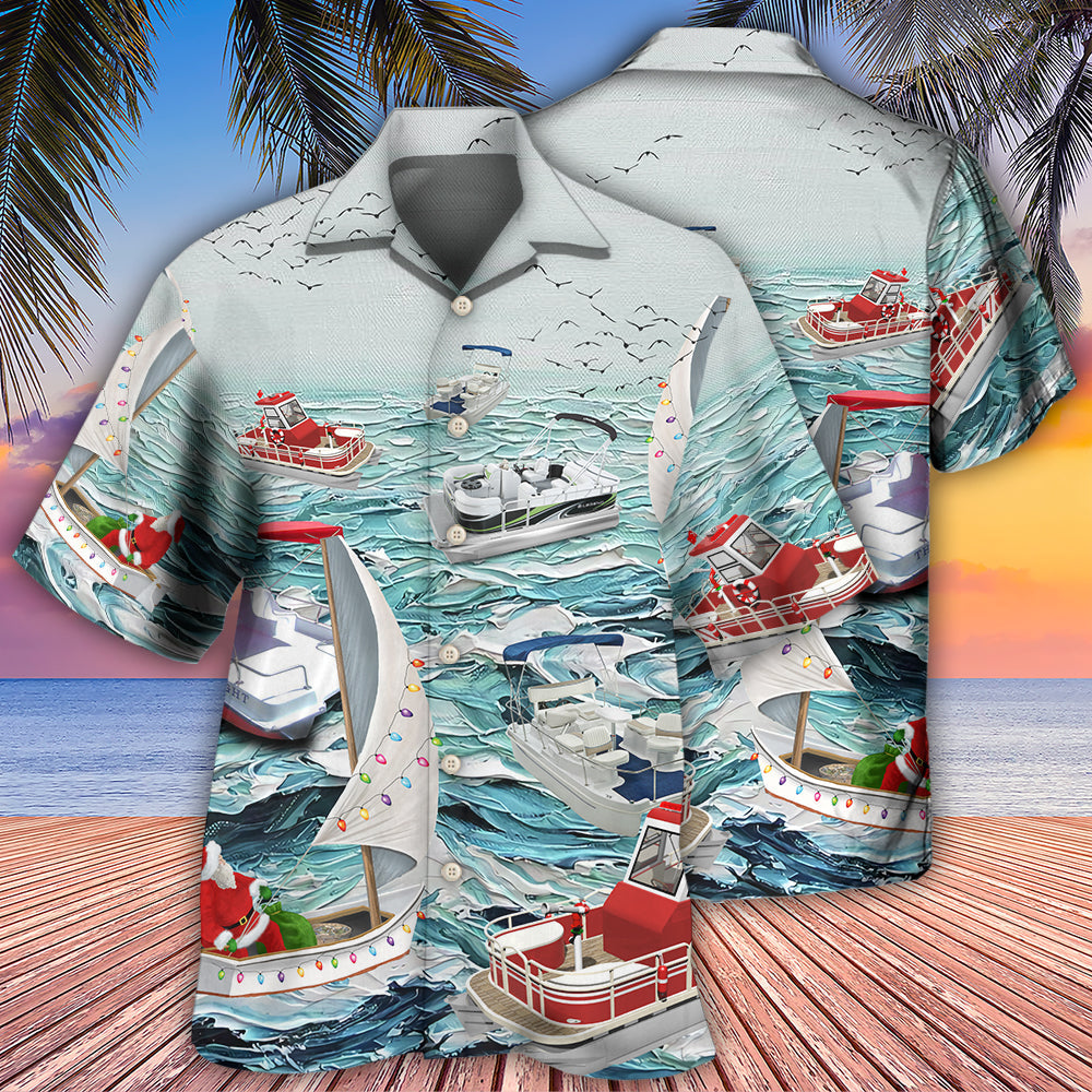 Pontoon Sailing To Christmas - Hawaiian Shirt - Owls Matrix LTD