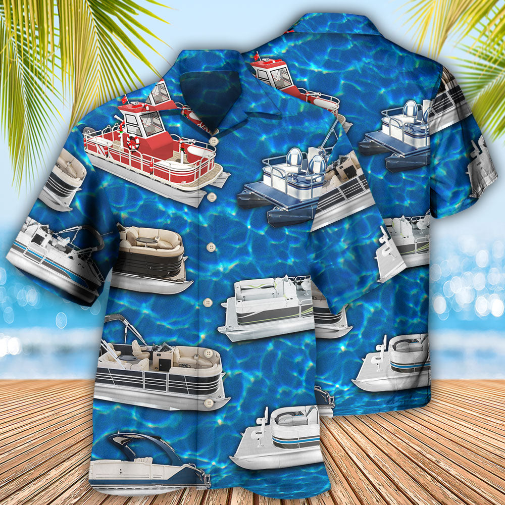 Pontoon Blue Water - Hawaiian Shirt - Owls Matrix LTD