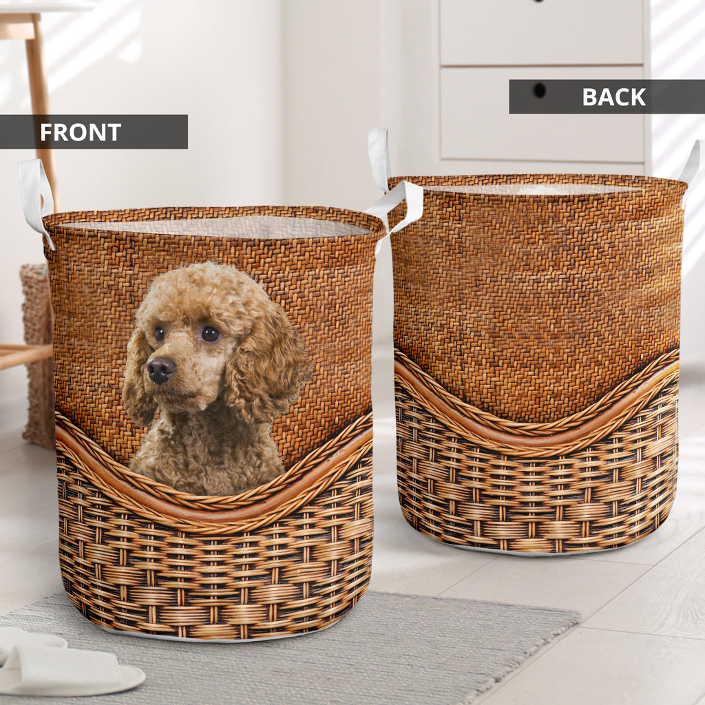 Poodle Dog Rattan Teaxture - Laundry Basket - Owls Matrix LTD