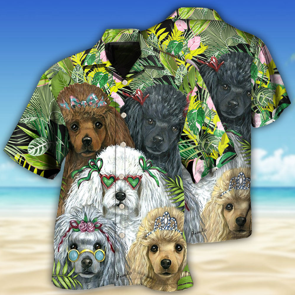 Poodle Dog Green Tropical - Hawaiian Shirt - Owls Matrix LTD