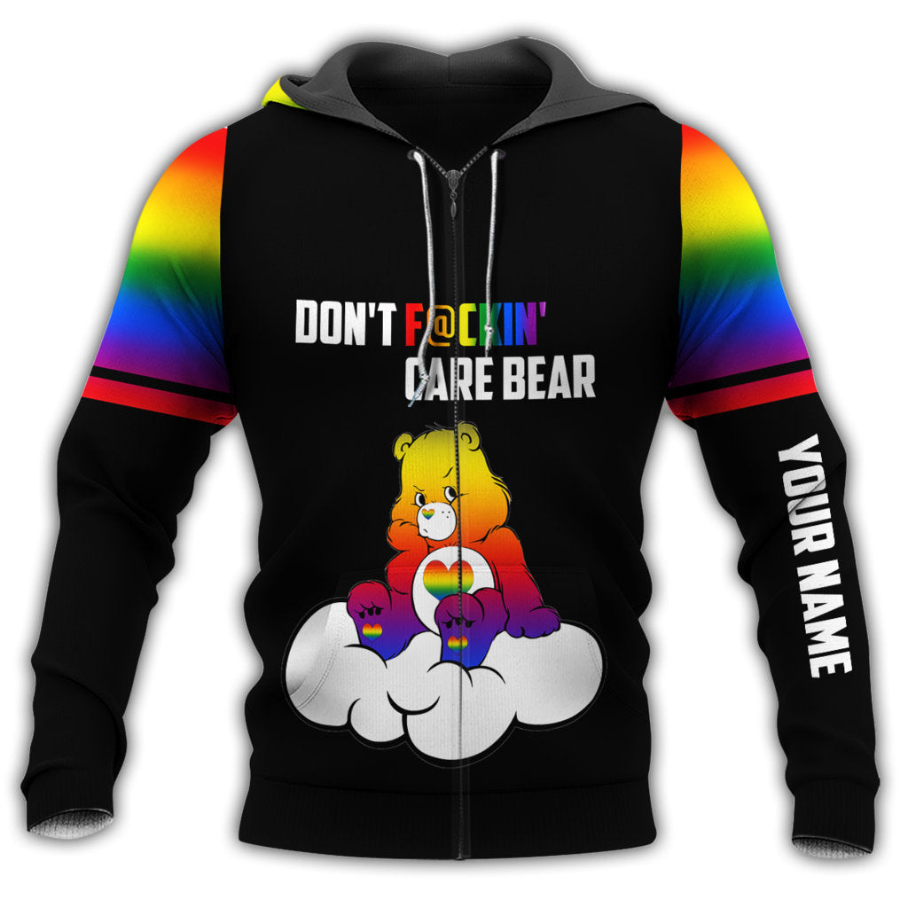 Zip Hoodie / S LGBT Pride Gift For LGBT Care Bear Personalized - Hoodie - Owls Matrix LTD