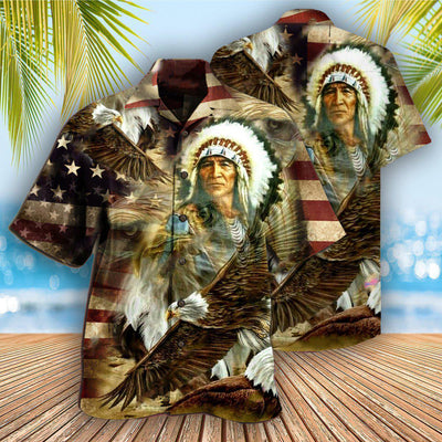 Native American Proud Eagle Cool - Hawaiian Shirt - Owls Matrix LTD