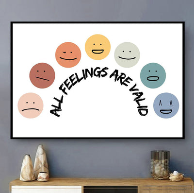 Psychology All Feelings Are Valid With Smile - Horizontal Poster - Owls Matrix LTD