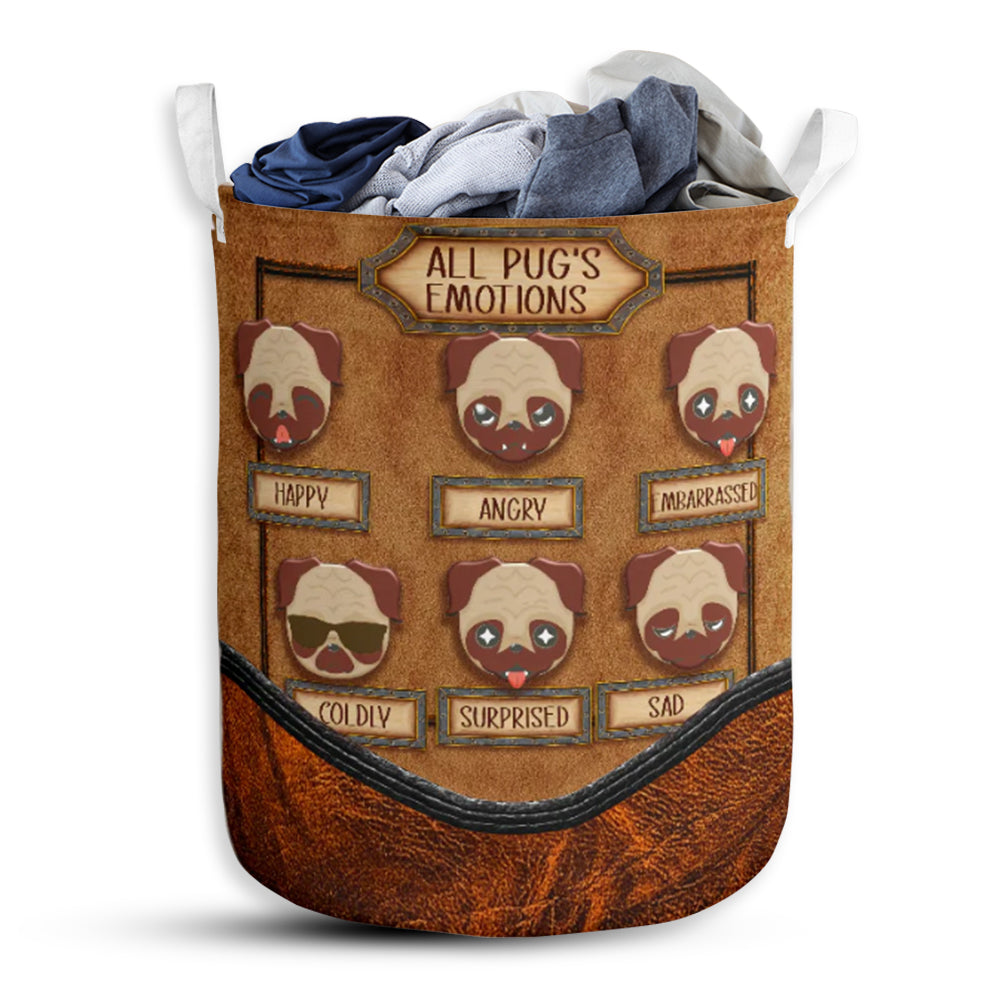 Pug Emotions - Laundry Basket - Owls Matrix LTD