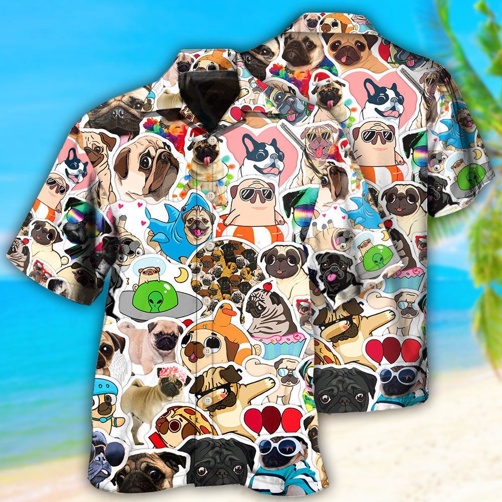 Pug So Funny Pug Style - Hawaiian Shirt - Owls Matrix LTD