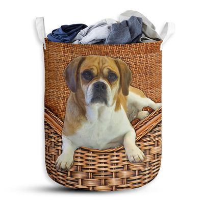 Puggle Dog Rattan Teaxture - Laundry Basket - Owls Matrix LTD