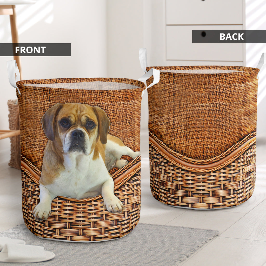 Puggle Dog Rattan Teaxture - Laundry Basket - Owls Matrix LTD