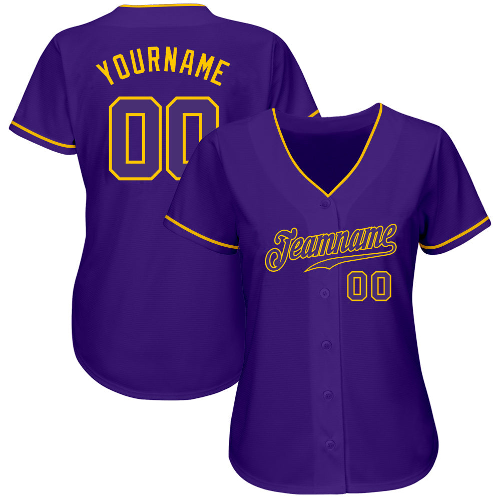Custom Purple Purple-Gold Authentic Baseball Jersey - Owls Matrix LTD