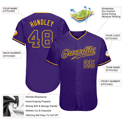 Custom Purple Purple-Gold Authentic Baseball Jersey - Owls Matrix LTD