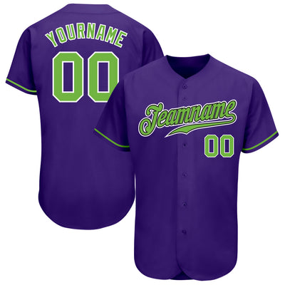 Custom Purple Neon Green-White Authentic Baseball Jersey - Owls Matrix LTD