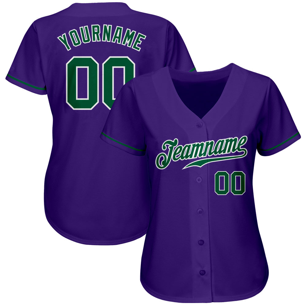 Custom Purple Kelly Green-White Authentic Baseball Jersey - Owls Matrix LTD