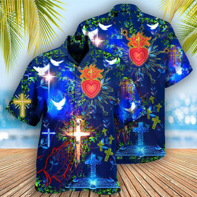 Jesus Put God First And Youll Be Last In Blue - Hawaiian Shirt - Owls Matrix LTD