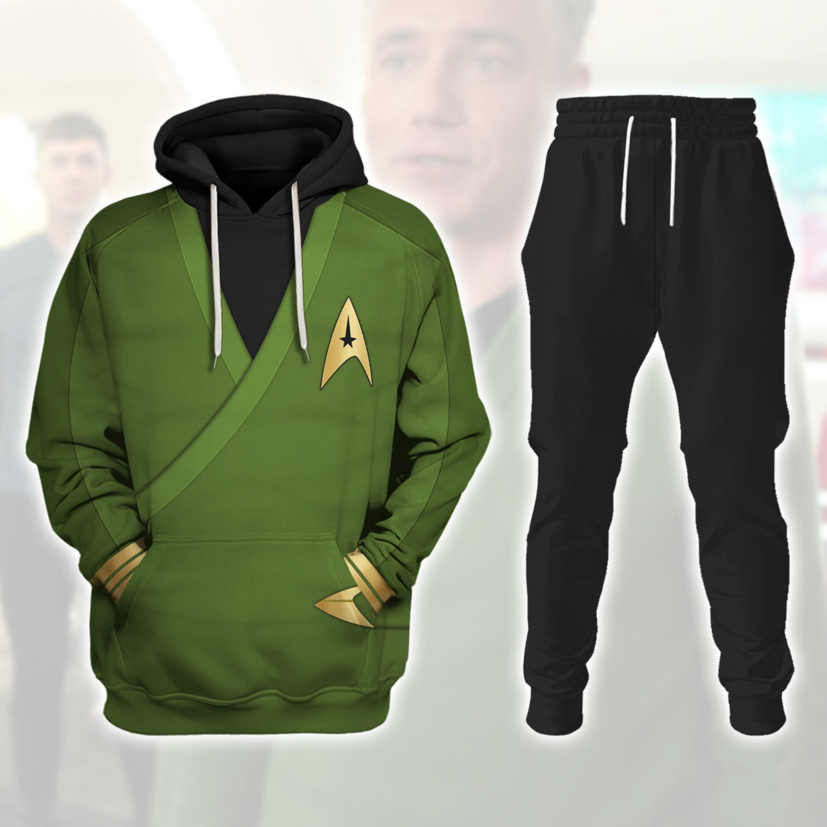 Star Trek Gearhomie Captain Pike Green Costume - Hoodie + Sweatpant